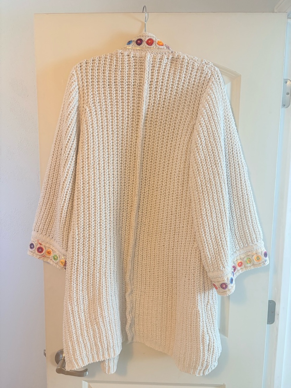 POL Cream Open Knit Cardigan with Decorative Trim - Picture 2 of 3